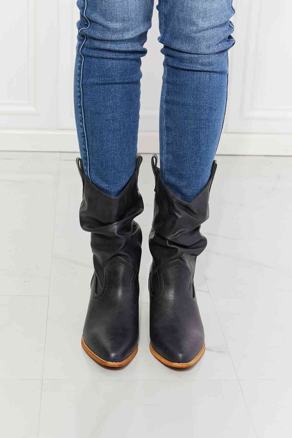 MMShoes Navy Scrunch Cowboy Boots - Better in Texas