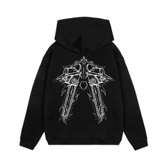 Y2K 404 Crew Print Hoodie