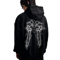 Y2K 404 Crew Print Hoodie