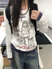 Y2K Besties Punk Graphic Long Sleeve Top
