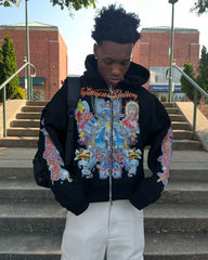Y2K Collective Full Zip Graphic Baggy Hoodie