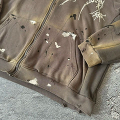 Y2K Gothic Star Pattern Patchwork Zip Up Hoodie