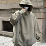 Y2K Oversized Baggy Button Neck Hoodie