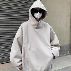 Y2K Oversized Baggy Button Neck Hoodie