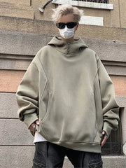 Y2K Oversized Baggy Button Neck Hoodie