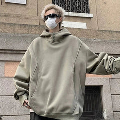 Y2K Oversized Baggy Button Neck Hoodie
