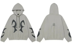 Y2K Patchwork Embroidered Zip Up Hoodie