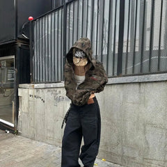 Y2K Retro Camouflage Zip Up Hoodie