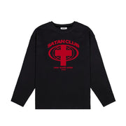 Y2K Satan Club Graphic Long Sleeve Top
