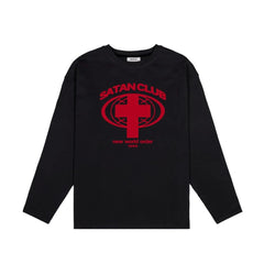 Y2K Satan Club Graphic Long Sleeve Top