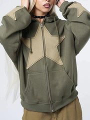 Y2K Star Print Baggy Hoodie