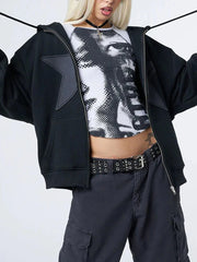 Y2K Star Print Baggy Hoodie