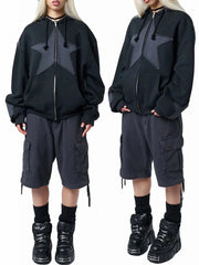 Y2K Star Print Baggy Hoodie
