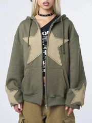 Y2K Star Print Baggy Hoodie