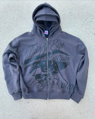 Y2K Third Eye Three Layer Hood Graphic Hoodie